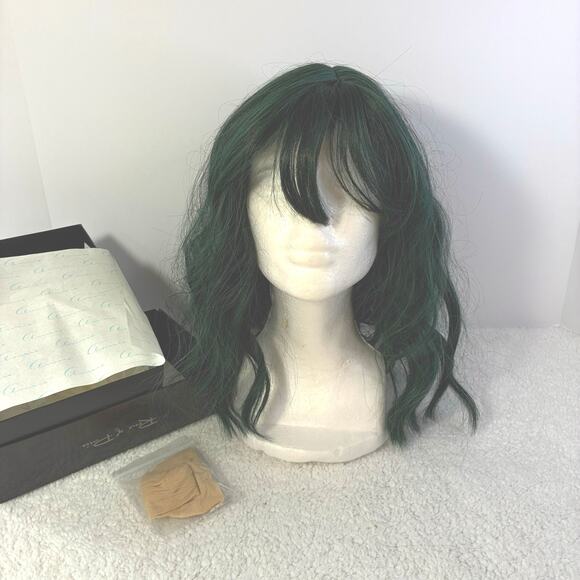 Rene of Paris Wig Breezy Wavez Smoky Forest green tones medium length with bangs - Picture 3 of 8